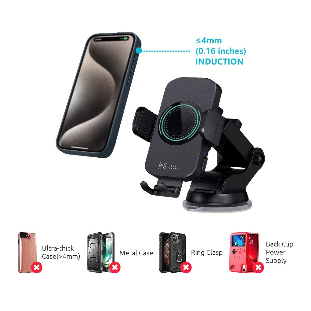 Auto-Clamping Car Wireless Charger 15W Blue Gold Stylish Vent Clip Phone Mount 360° Rotation for iPhone 16 15 14 13 12 11 Pro Max, Samsung Galaxy S24 S23 S22 S21, All Qi Devices – Blue & Gold