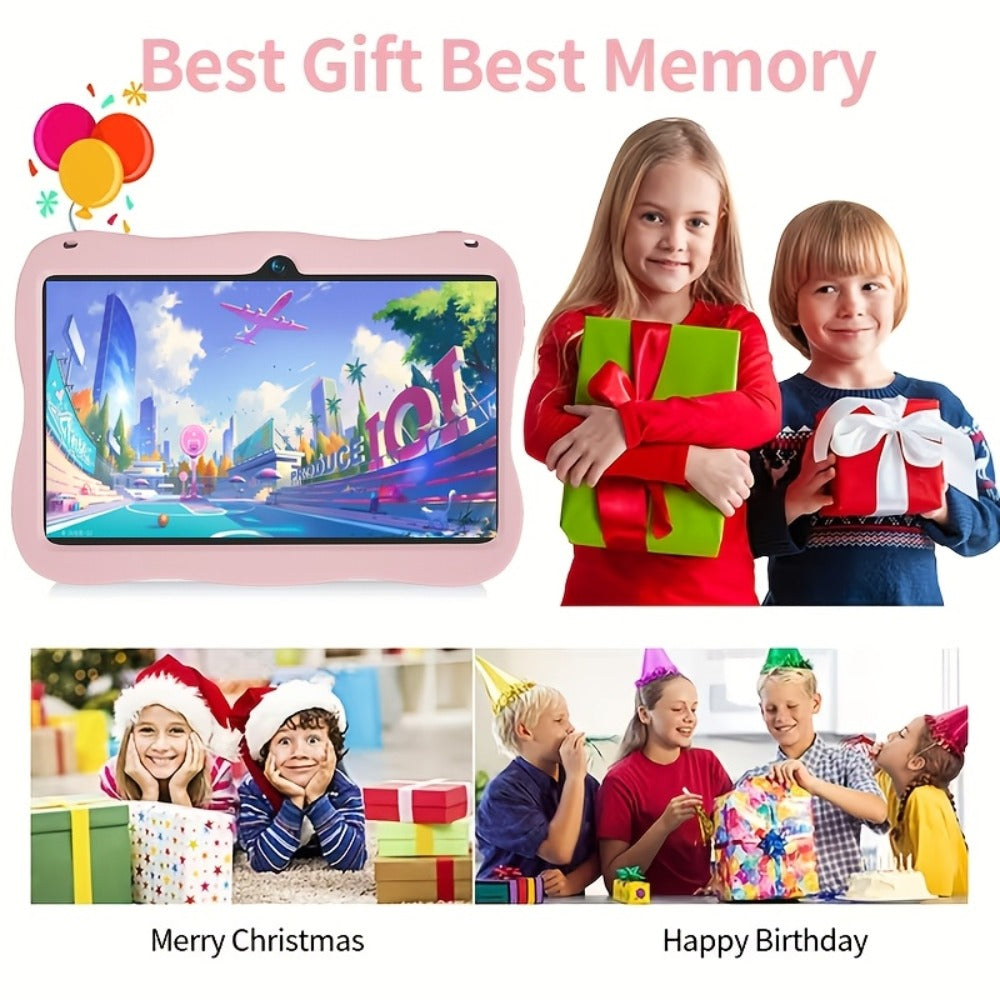 Kids Tablet 7 Inch Android 14, 5GB RAM 32GB Storage, Protective Case Included, Google Kids Space, Parental Controls, WiFi Bluetooth YouTube, 2026 Upgraded Educational Gift for Toddlers Boys Girls Ages 3-12, Pink & Blue