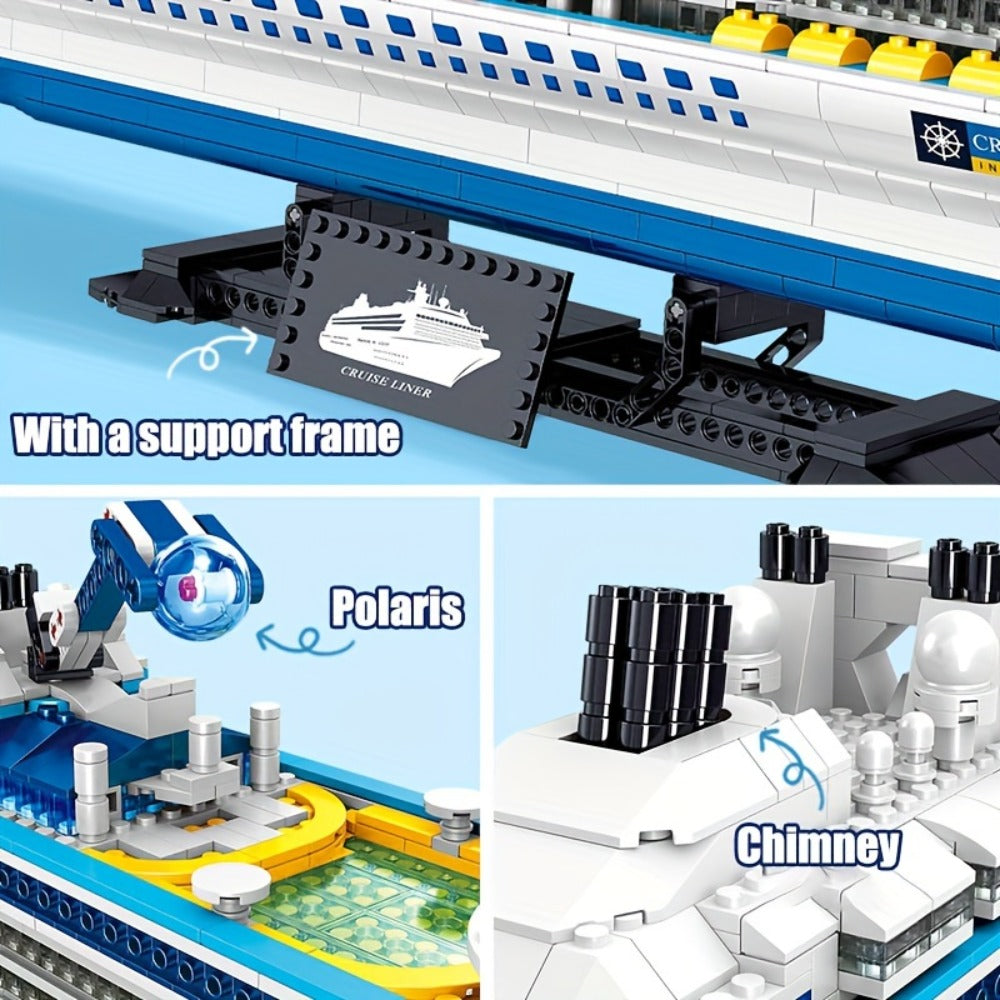 Cruise Ship Building Blocks Model, 2428 Pcs 3.6mm Mini Brick Display Set for Ages 14+