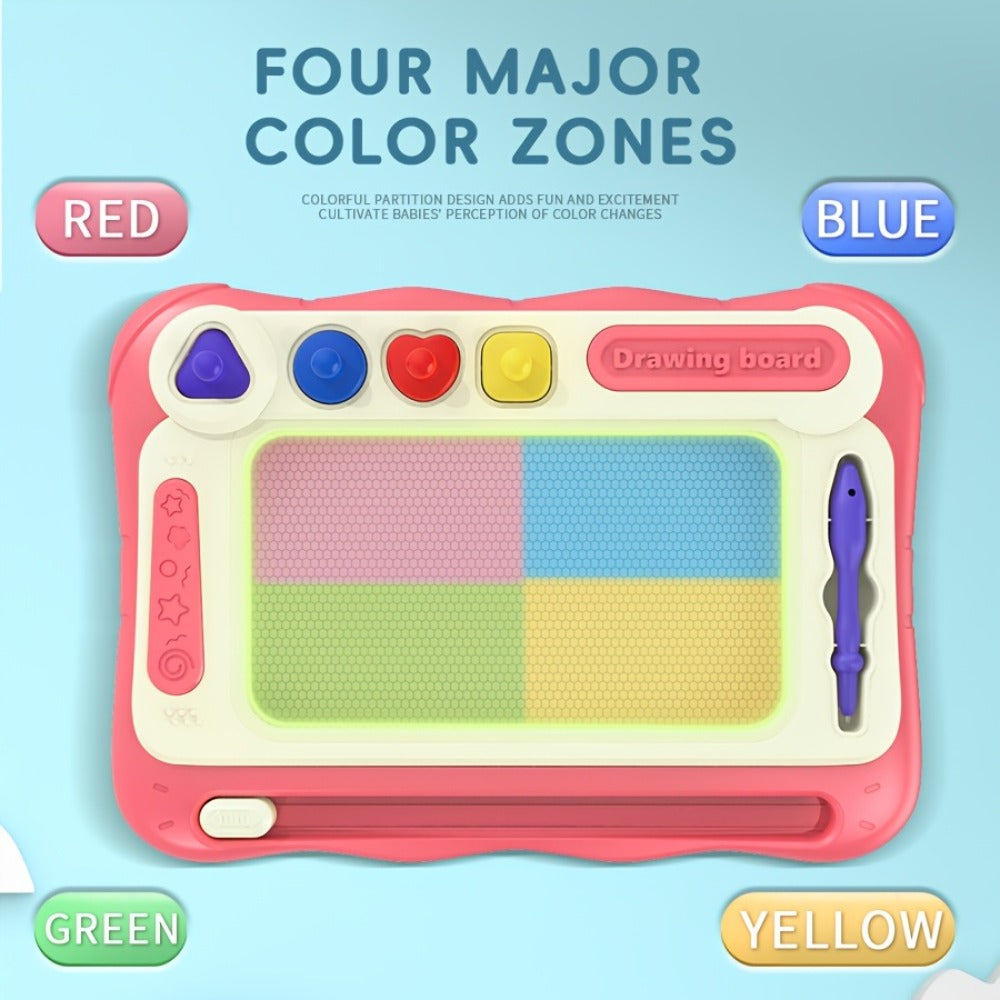 Kids Drawing Board Easel Upgraded with 4 Stamps & Paintbrush – Sturdy Legs Brackets Early Learning Art Toy for Toddlers Boys Girls Ages 3-8 Birthday Easter Christmas Gift Blue Pink Green