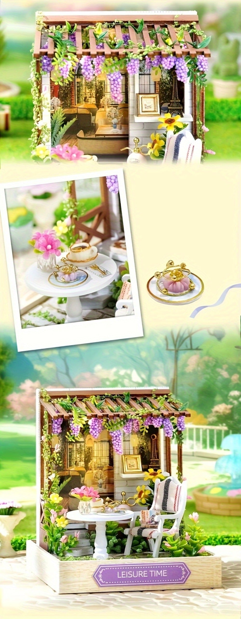 DIY Wooden Miniature House Kit with Dust Cover in Three Themes