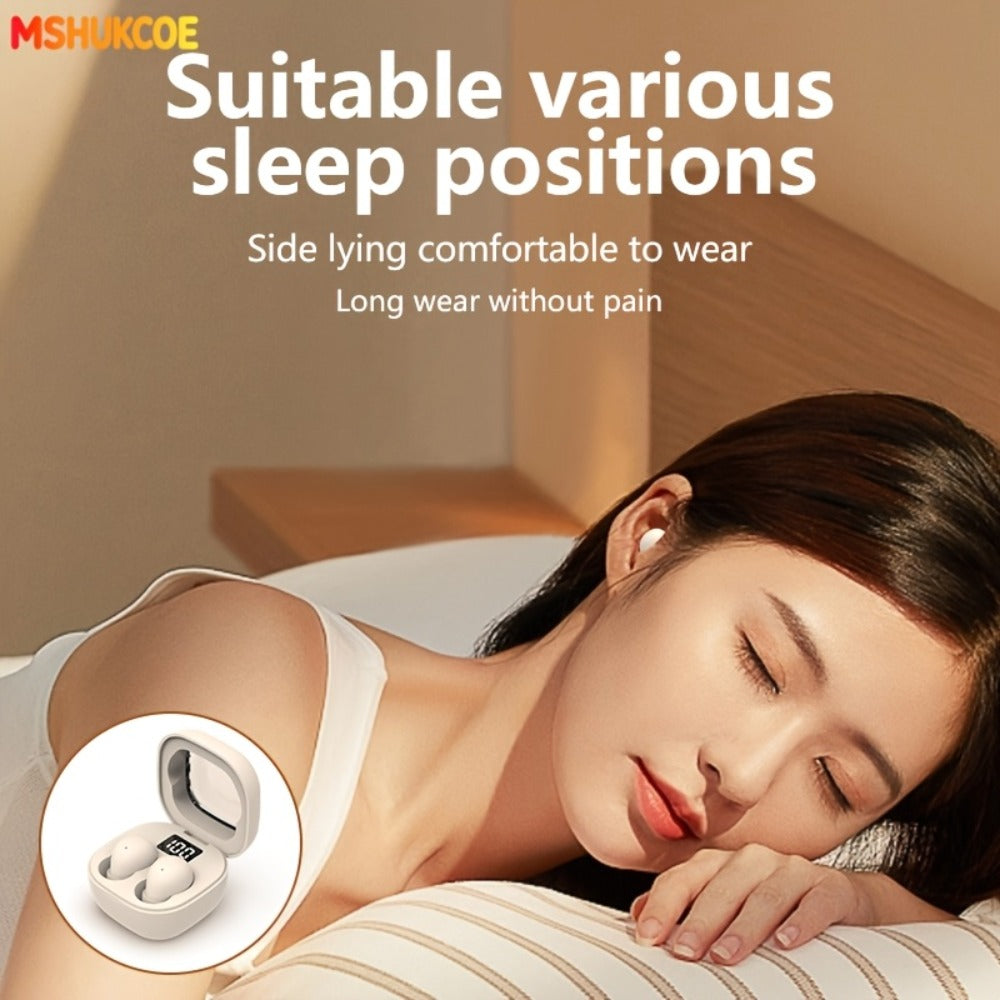 MSHUKCOE Ultra Thin Sleep Earbuds Low Latency Sleep Game Mode, Dual Noise Reduction 6D Bass HiFi Invisible In-Ear Wireless Earphones Ultra Long Battery Life, Birthday Gift