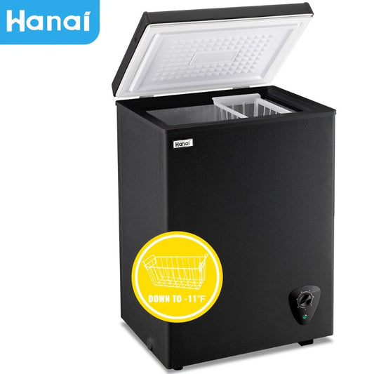 Chest Freezer, 3.8 Cu Ft with 7-Level Temperature Control & Removable Basket