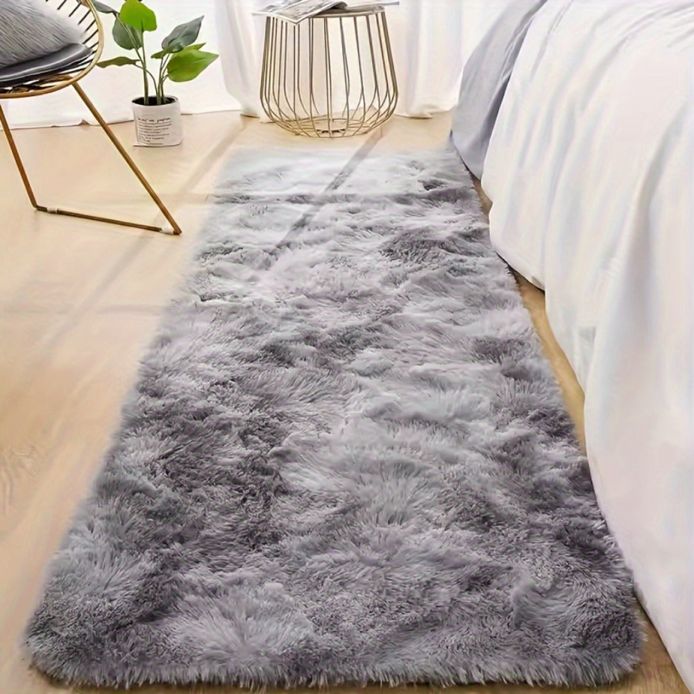 Tie-Dye Knotted Fluffy Mat Super Soft Thickened – Cozy Indoor Area Rug for Living Room, Bedroom & Office, Stylish Floor Covering 15.74x47.24 in – Dark Gray, Light Grey, Pink, White, Purple
