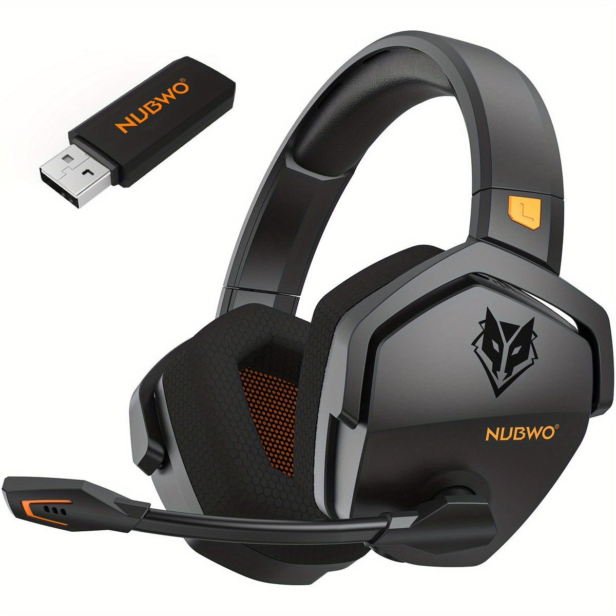 2.4GHz Wireless Gaming Earphones NUBWO G06, 7.1 Surround Sound, 23ms Ultra-Low Latency, 100H Battery, Dual Directional Mic, PC PS5 Console Mobile Compatible, Bluetooth & Wired Modes, Black