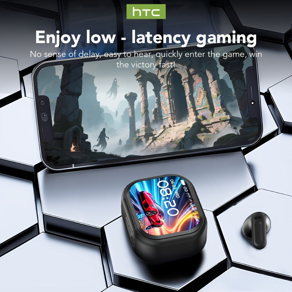 131 Language AI Translator Headset HTC NE20 Wireless 6.0 Smart LCD Touch Screen Gaming Mode Long Battery Life Compatible with PC Phone Tablet for Travel Business Gaming Everyday Use Lightweight