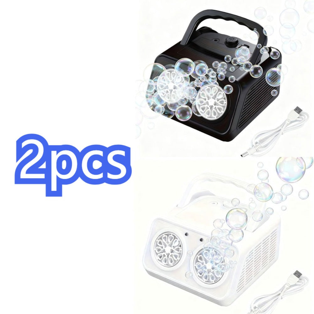 Double Fan Bubble Machine for Party Wedding – Indoor Outdoor Atmosphere Bubble Maker for Kids Adults, Birthday Halloween Christmas Event Decor Toy, 1 or 2 Set Options White or Black