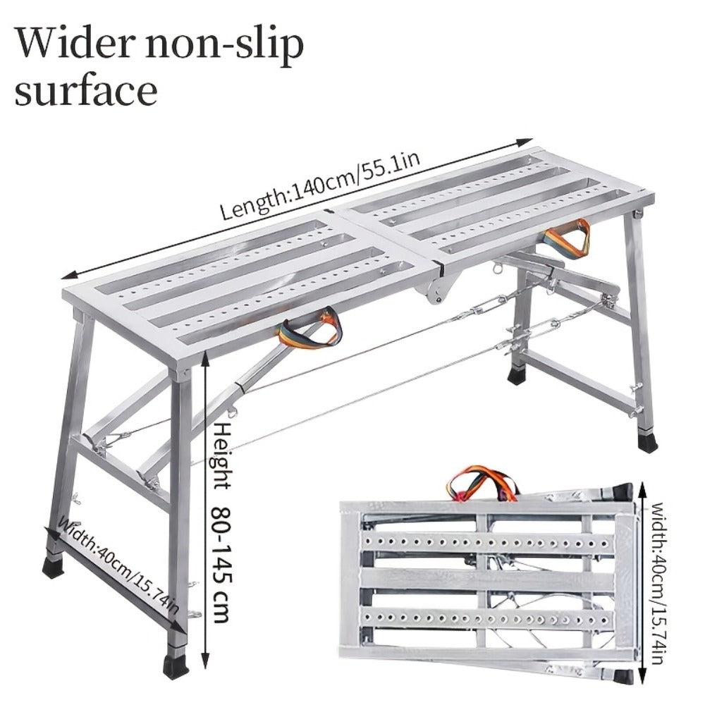 Folding Scaffold Step Stool Adjustable Height 39-79" Portable Steel Work Platform 1300 lb Capacity for Home Renovation Painting Car Washing RV Cleaning