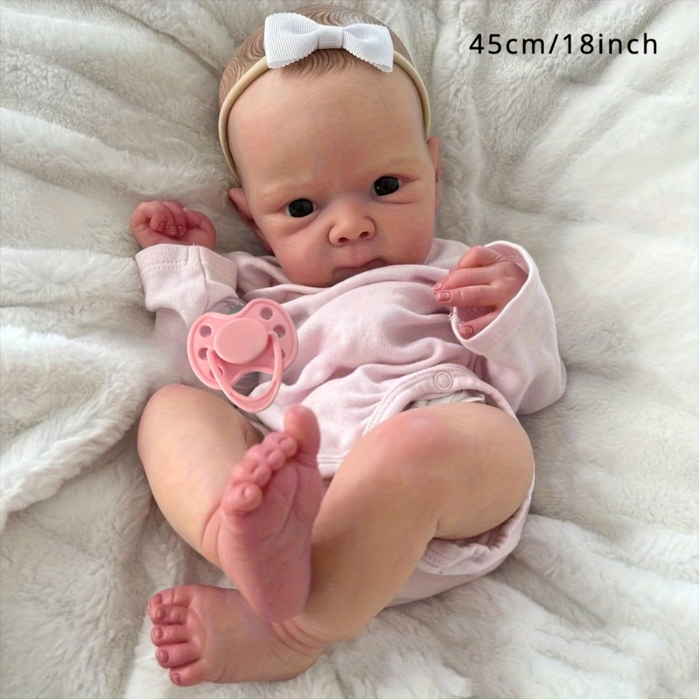 18-Inch Full Vinyl Reborn Baby Doll with Painted Skin and Open Eyes