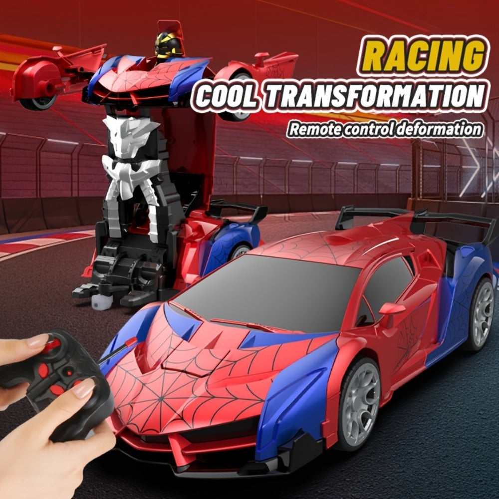 Transforming RC Car for Kids 1:18 Scale – One-Button Deformation Robot Remote Control Stunt Car, 2.4GHz 360° Rotating Drift Toy for Boys & Girls Ages 3 4 5 6, Birthday Christmas Holiday Gift (Red)