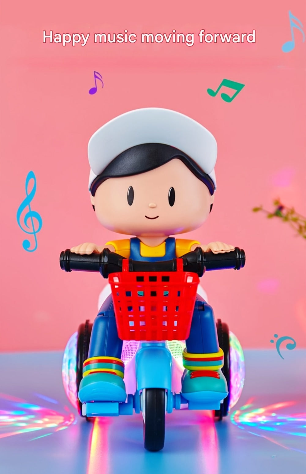 Kids Electric Tricycle Toy Motorcycle with 360° Rotation and Luminous Lights
