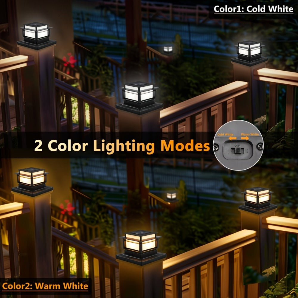 Solar Post Cap Lights for Fence Deck 6 Pack - Outdoor Bright LED Waterproof Auto Dusk to Dawn for Garden Porch Patio Stair Railing Newel Post Driveway Pillar Decoration