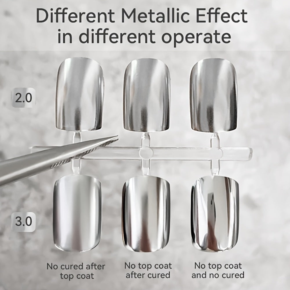 Mirror Metallic Nail Art Painting Gel with Built-In Brush 0.24oz — Metal Effect UV LED Soak Off Silver Chrome Line Drawing Flower Geometric DIY Home Salon Manicure Women Nail Artists
