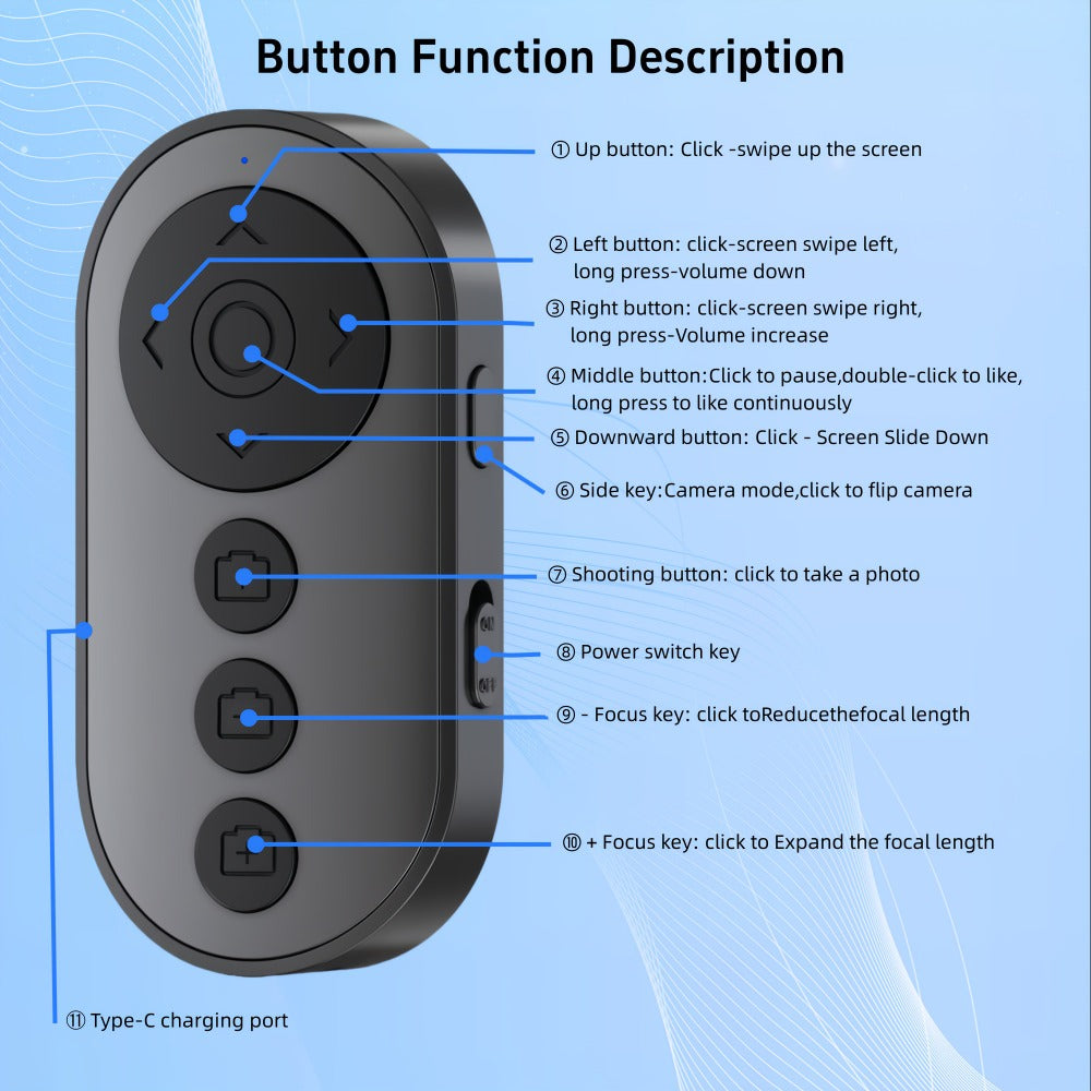 Bluetooth Scrolling Remote Control for TikTok, Page Turner for Kindle App & E-Books, Camera Shutter Clicker – Wireless Phone Remote for iPhone, Android & iPad Video, Reading & Selfies