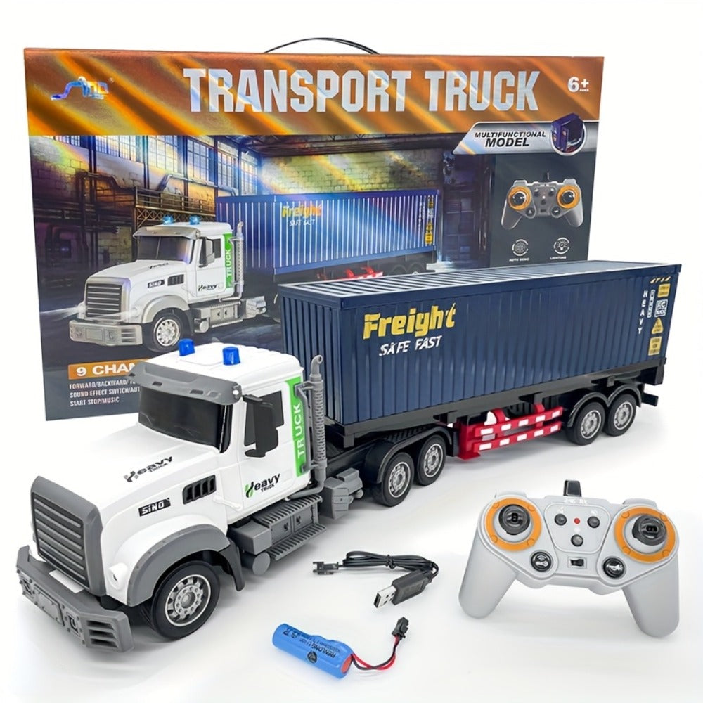 RC Semi Truck, 1:24 Scale 23.6-Inch Remote Control Container Truck with 2.4G & USB Charging