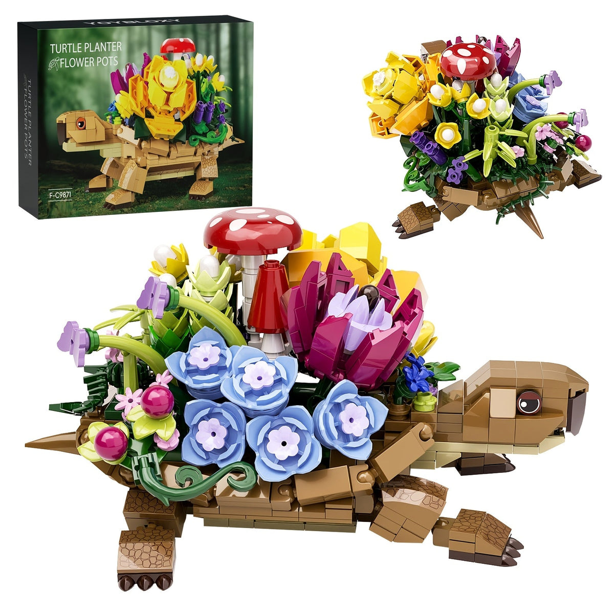 Turtle Flower Planter Building Block Set, 510-Piece Decorative Model