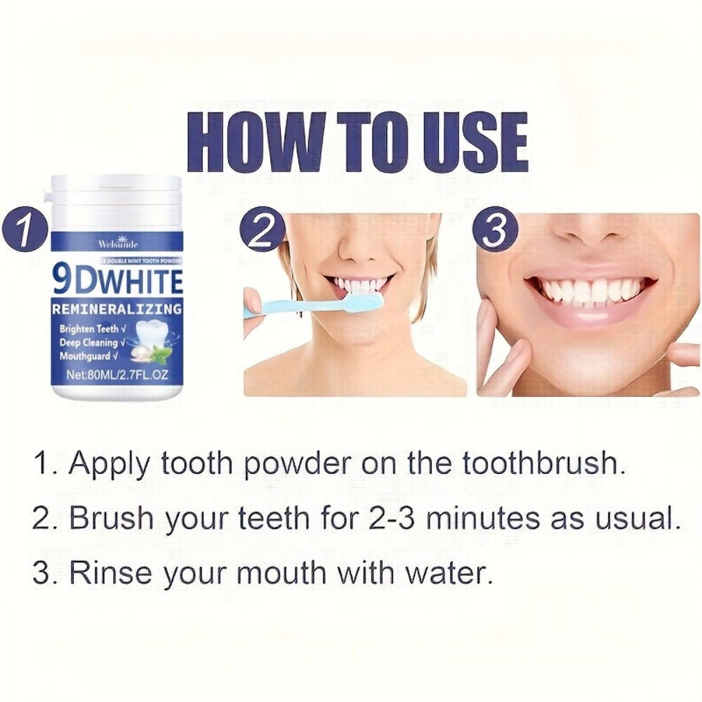 Hydroxyapatite Tooth Powder 3-Pack Remineralizing Whitening Deep Cleaning Mint Fresh Breath Enamel Repair Oral Care for Men Women 80ml Each Bottle