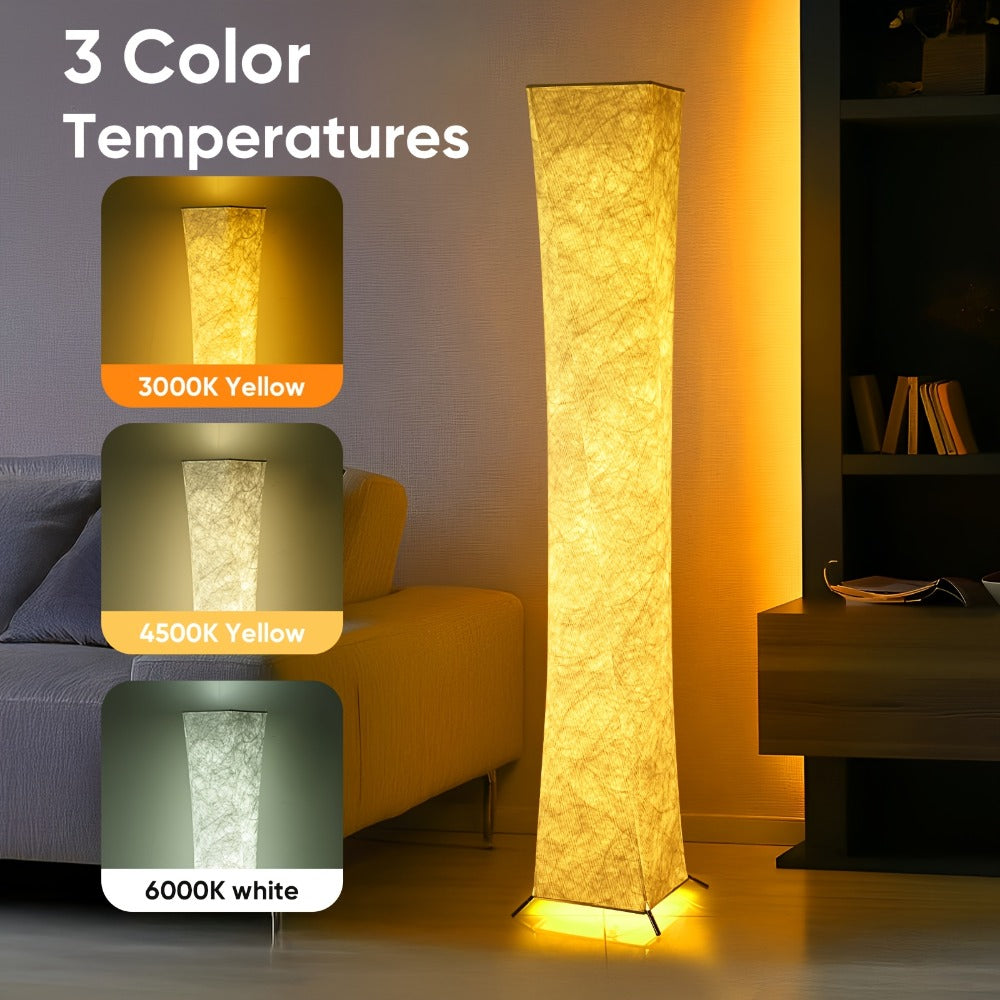 LED Floor Lamp 52 Inch Modern – Adjustable 3000K Warm Light with Remote Control, USB Port, Matte Metal Finish & Tyvek Shade for Bedroom, Living Room & Game Room Space Decor