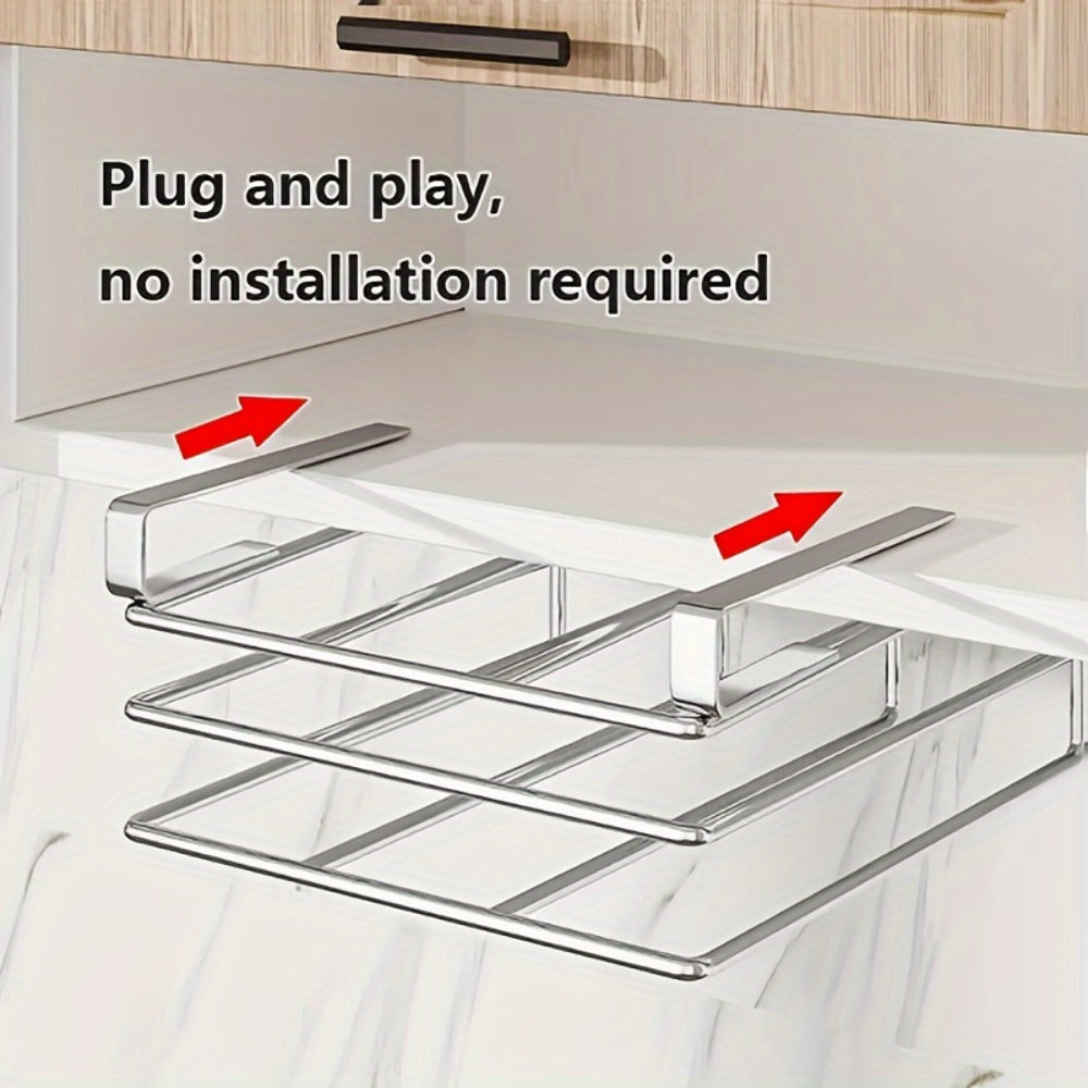 Kitchen Hook Rack for Cutting Boards Lids & Cabinet Door – Heavy Duty Carbon Steel Wall Mounted Organizer for Kitchen Tools & Bathroom Supplies, Rust-Resistant Black