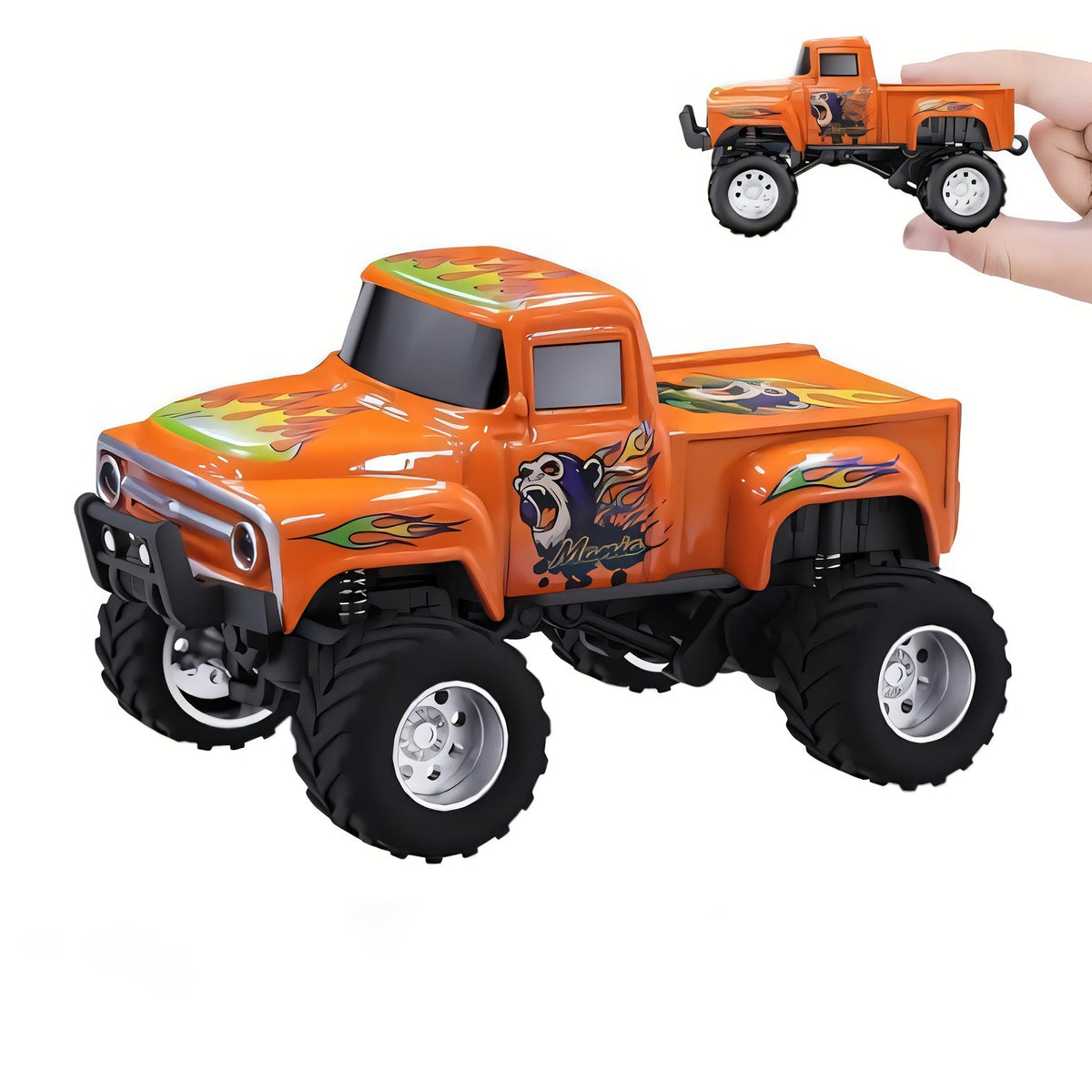 RC Monster Truck 1:64 Scale Alloy Shell with LED Lights | Multi-Control Modes, Adjustable Speed & Steering | Mini Off-Road Toy Car for Kids Adults