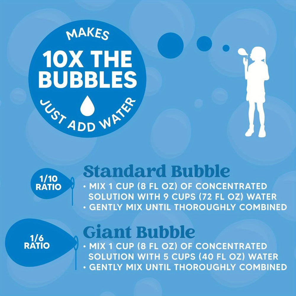 64oz Bubble Solution Refill 2-Pack Concentrate – Makes 5 Gallons, Compatible with Bubble Machines, Wands & Blowers, Non-Toxic Child Safe, Outdoor Party Toy for Birthdays, Easter & Summer Fun
