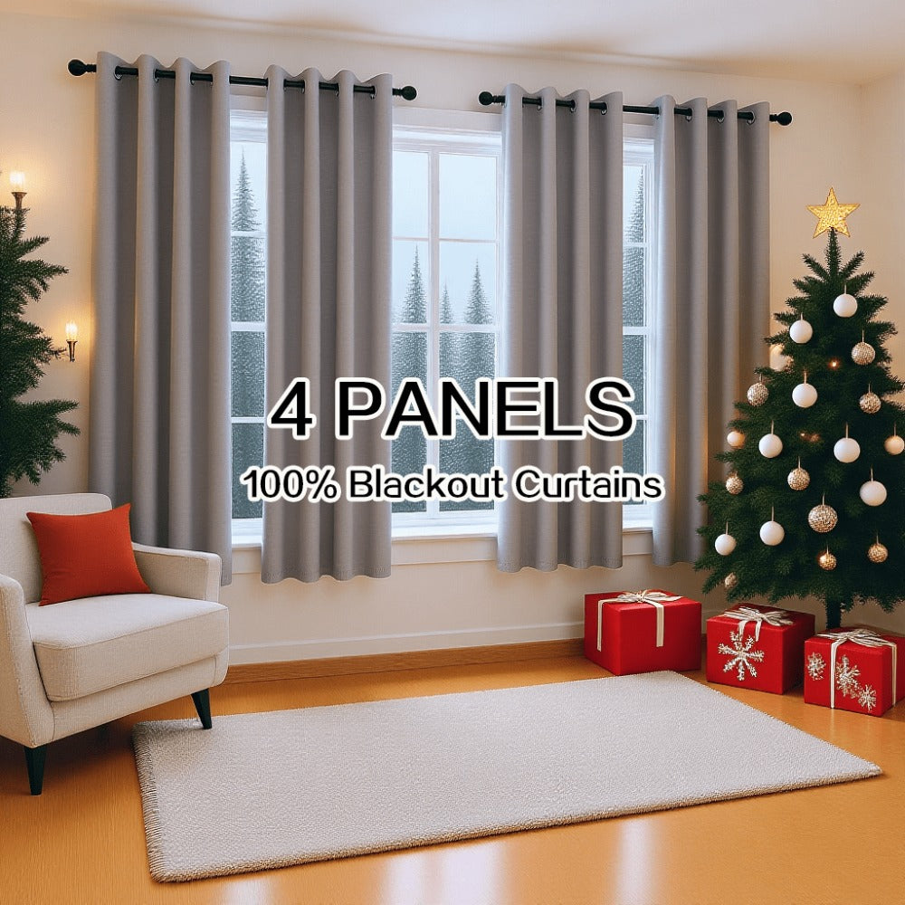 Blackout Curtains 4 Panels – 100% Light Blocking Thermal Insulated Soundproof Privacy Window Curtains for Bedroom Living Room