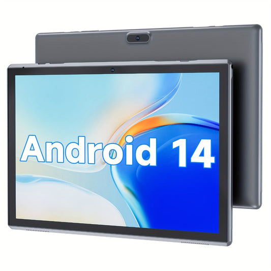 Rockchip Android 14 Tablet 10 Inch 4GB RAM 32GB ROM 1TB Expandable Quad-Core Dual-Band WiFi IPS Touchscreen Stereo Speakers Lightweight Tablet PC for Reading Gaming Streaming Entertainment Black