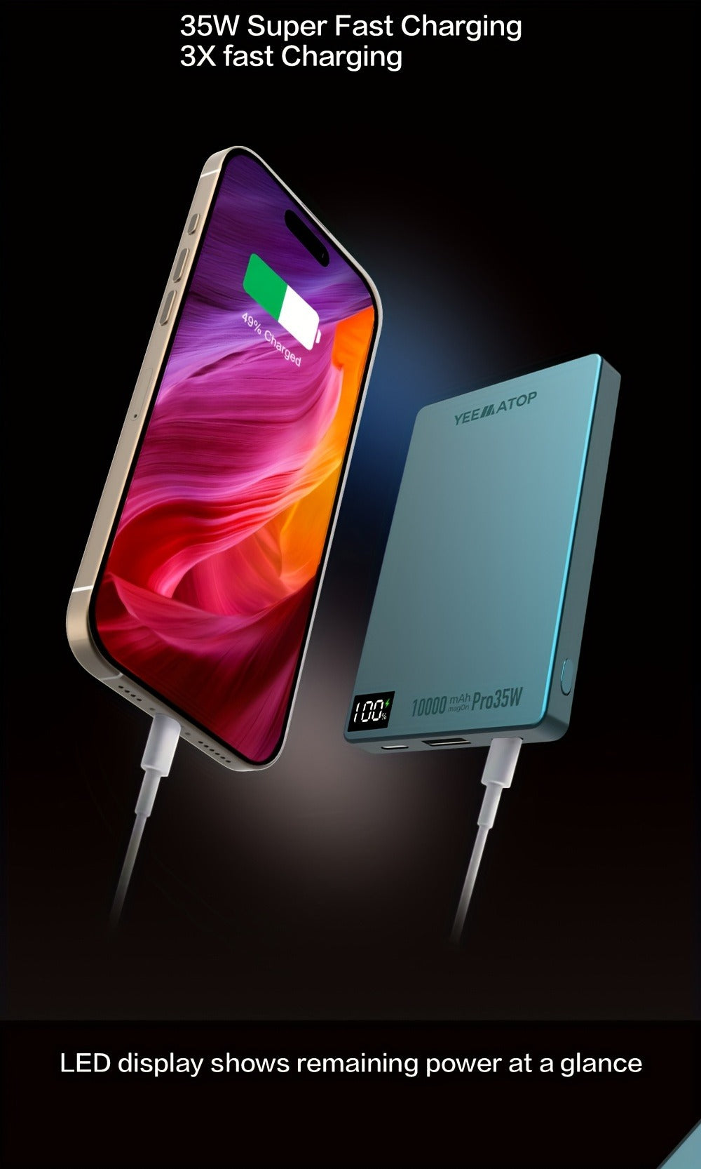 35W USB-C PD Magnetic Power Bank 10000mAh MagSafe Compatible, 30W QC 3.0 Wireless Fast Charging Portable Charger with PPS Support for iPhone 17 16 15 14 13 12 Android Samsung Galaxy