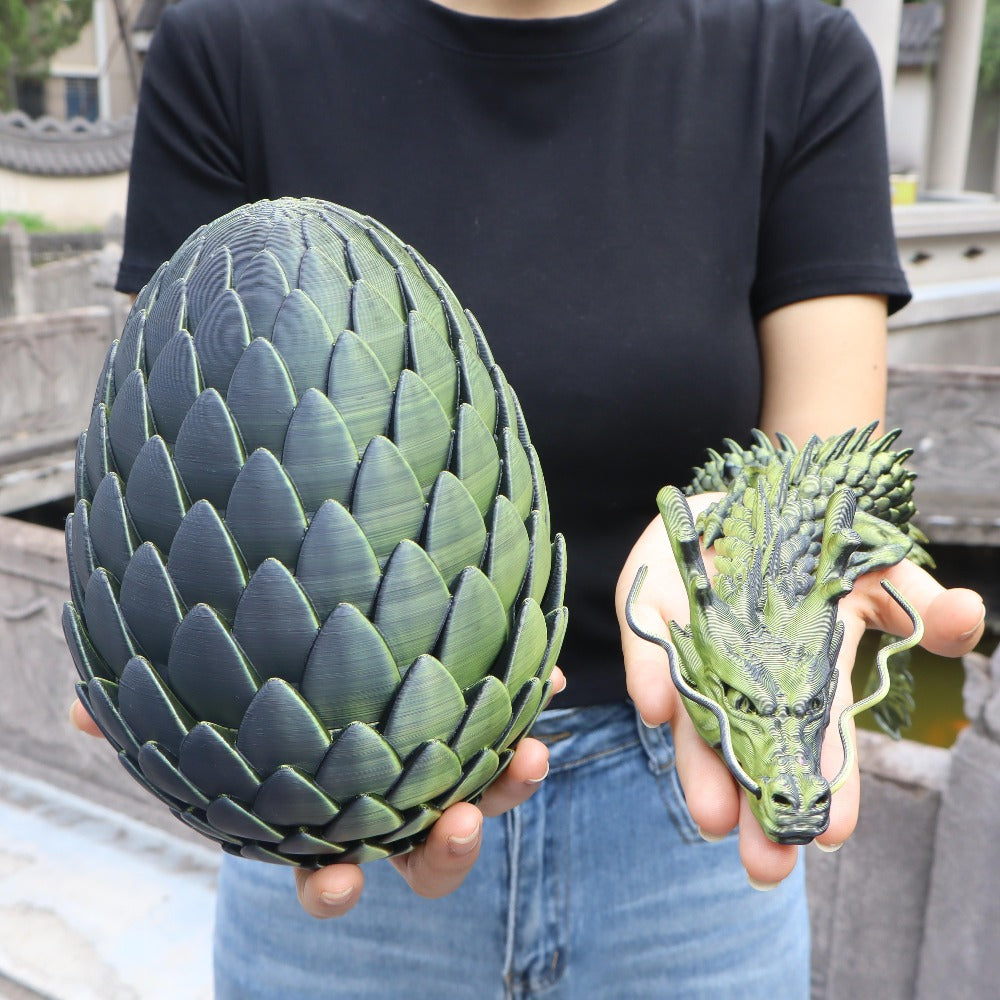 Dragon Egg Gift Set 3D Printed – 7.09in Scaled Egg + 23.62in Large Dragon Ornament, 10 Colors Rainbow Amethyst Crystal Fantasy Collector Gift for Adults Easter Valentine Birthday