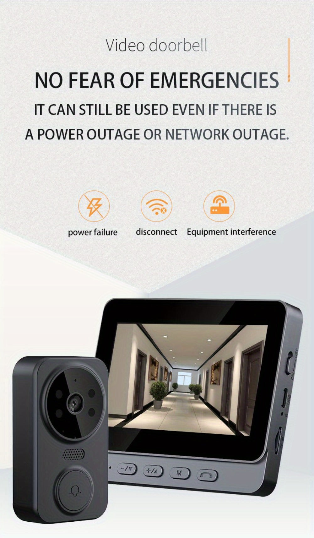 No WiFi Video Doorbell with 4.3" Indoor Monitor 1080P FHD – 120° Wide Angle, 850nm Night Vision, Two-Way Video Intercom, 2-Month Battery, SD Card Storage up to 256GB, One-Key Setup, Black