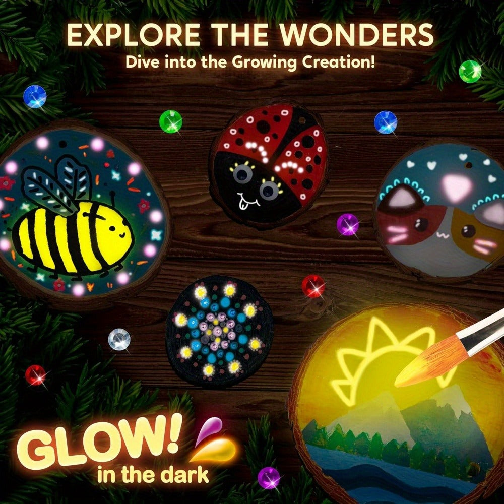 Kids Painting Kit, Glow in the Dark Wood Slice Arts & Crafts Set, 500+ Pieces