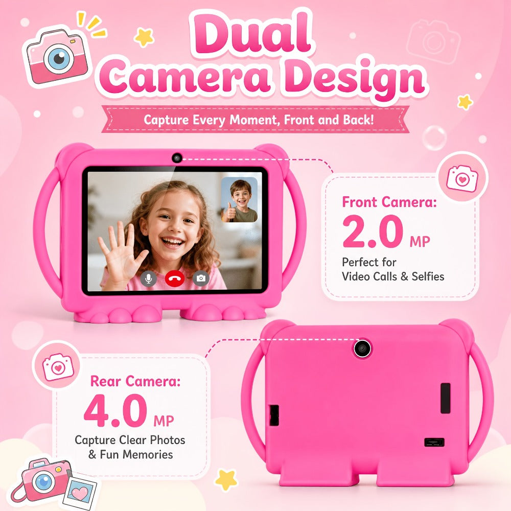Kids Tablet 7 Inch Android 14 with 4GB RAM 32GB ROM, IPS Eye Protection Screen, Parental Controls & Pre-Installed Apps – WiFi Learning Tablet for Boys & Girls Ages 3-10