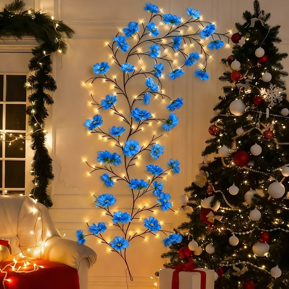 Cherry Blossom LED Fairy Lights USB Powered – 96-Light Faux Floral Garland, Dimmable Warm & Cool White, Plug & Play | Firework, Butterfly & Pink Styles | Bedroom, Party & Holiday Indoor Decor