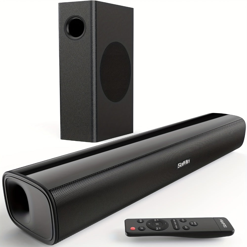 2.1 Channel Soundbar with Subwoofer for TV PC Gaming – Wireless Bluetooth Optical AUX Wall-Mountable Surround Sound System, Plug & Play Home Theater Speaker