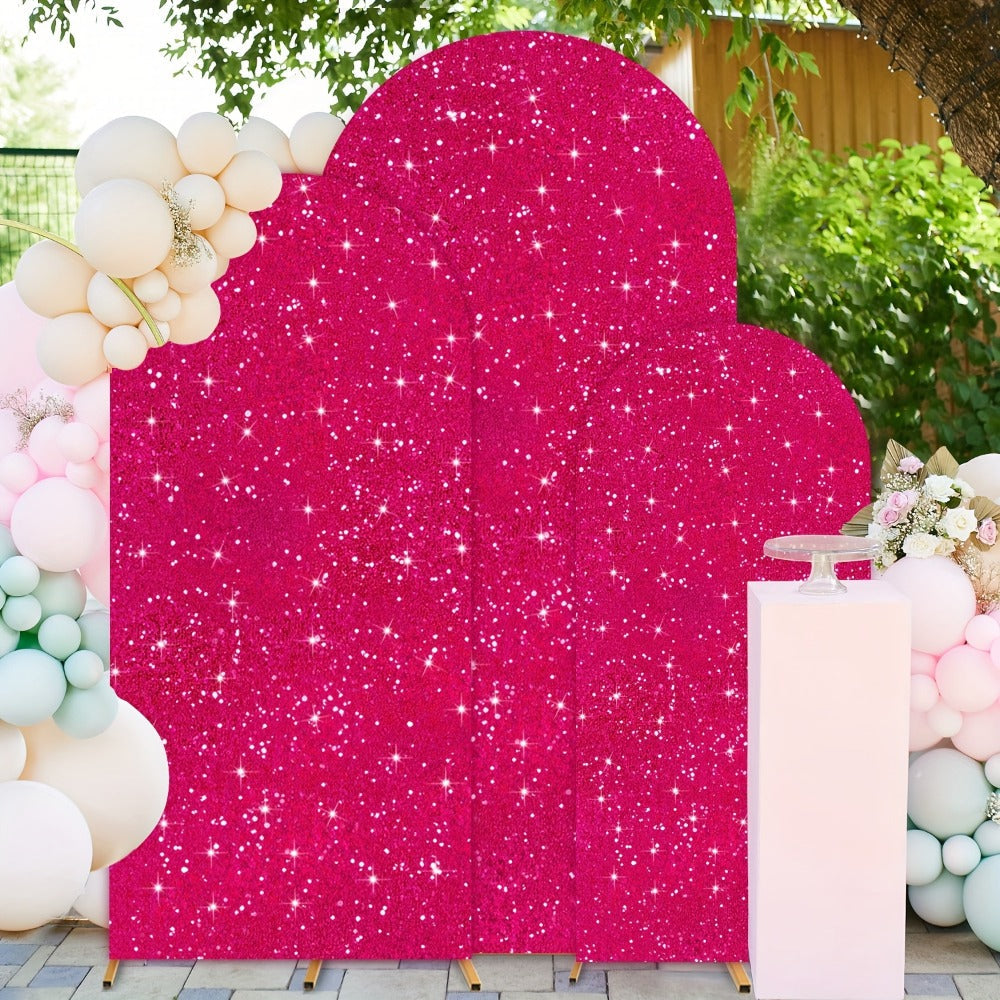Sequins Wedding Arch Cover Set of 3 Sizes 4ft 5ft 6ft Metallic Spandex Arch Backdrop Cover Payette Glitter Arch Stand Cover for Wedding Birthday Party Decoration