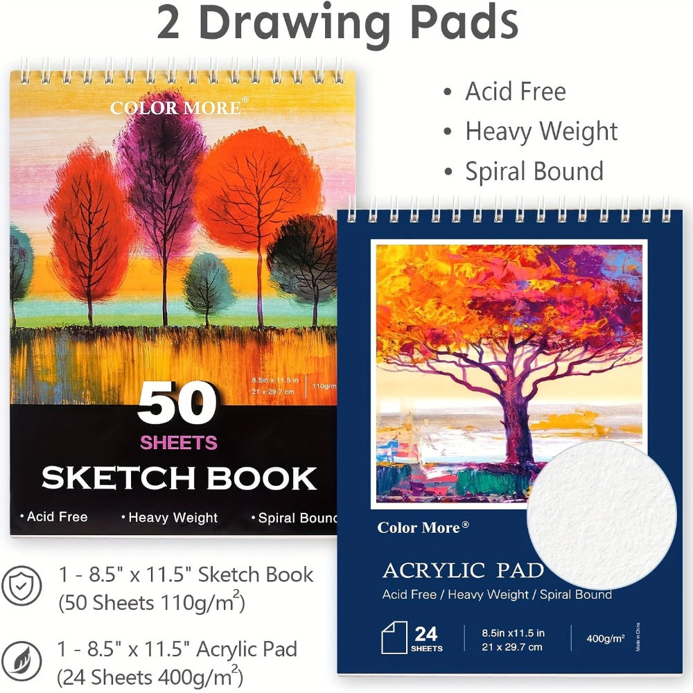 175-Piece Deluxe Art Set in Wooden Case – Drawing Pads Crayons Acrylic Paints Colored Pencils Complete Professional Art Kit Gift for Kids Teens Adults Birthday Christmas