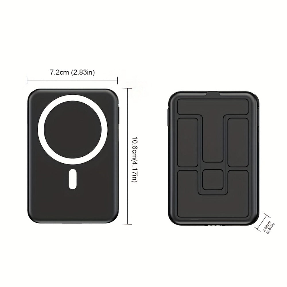 10000mAh Mini Power Bank with PD 22.5W Fast Charging, 15W Magnetic Wireless Charging, Built-in 2 Cables, Phone Stand & Digital Display – Slim Portable Charger for iPhone, Android, Travel, Airplane