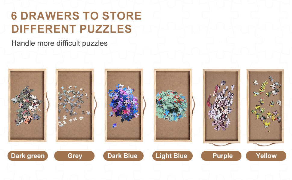 Rotating Jigsaw Puzzle Table, 35 x 27 Inches with Drawers and Dust Cover