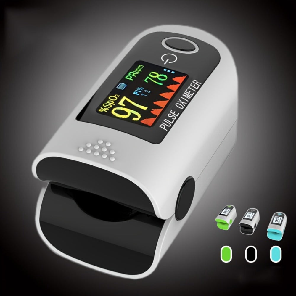 Fingertip Pulse Oximeter 2-Pack, Digital Blood Oxygen Saturation Monitor with SpO2 Heart Rate & Perfusion Index Display, Battery-Powered Portable Finger Oximeter for Home Use & Sports, Black or Blue