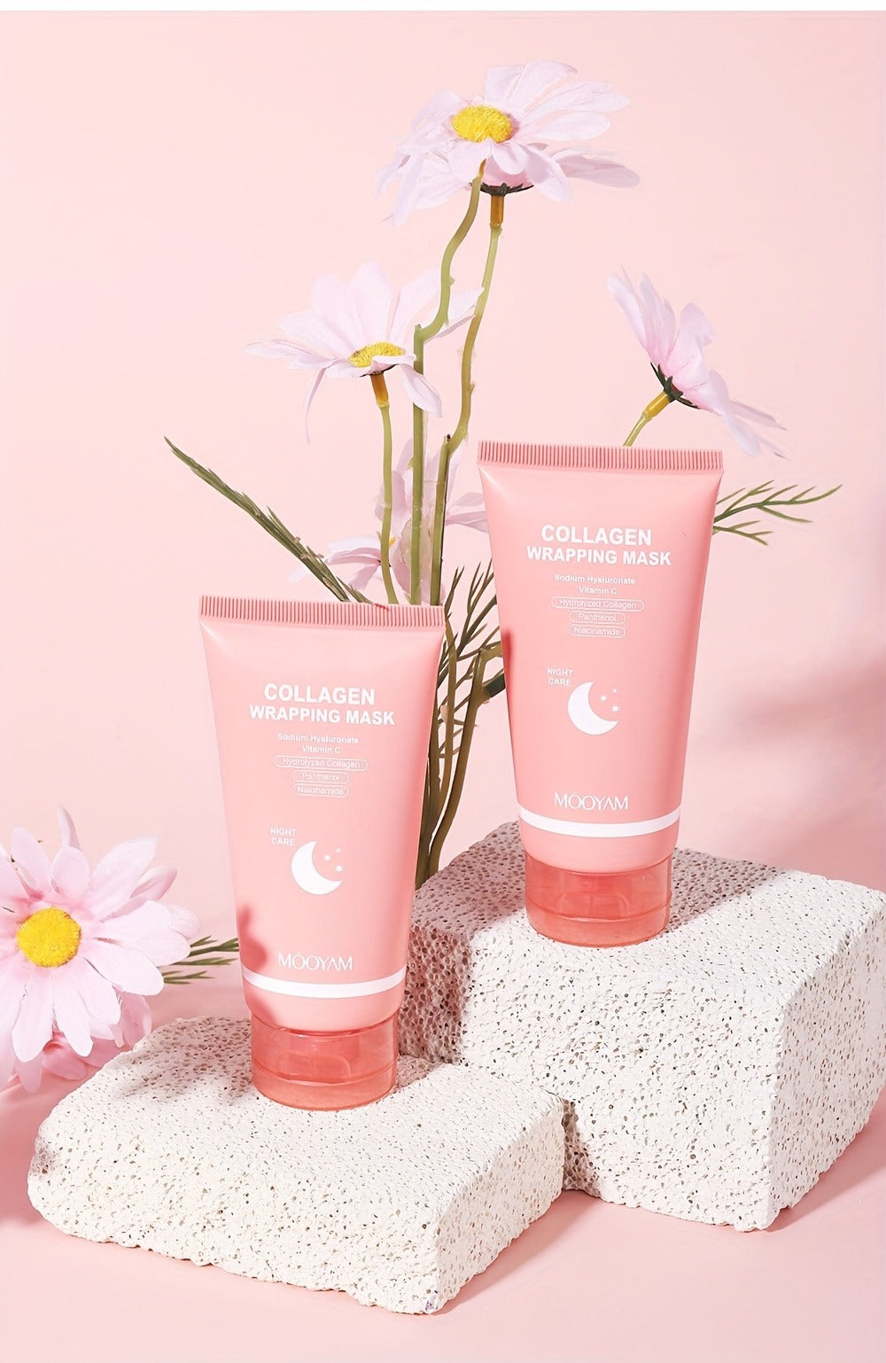 Collagen Night Mask Korean Skincare – Gel Face Mask with Applicator Brush, Hydrolyzed Collagen, Niacinamide, Vitamin C & Hyaluronate for Hydration & Plumping, Paraben-Free, 80g (MOOYAM)