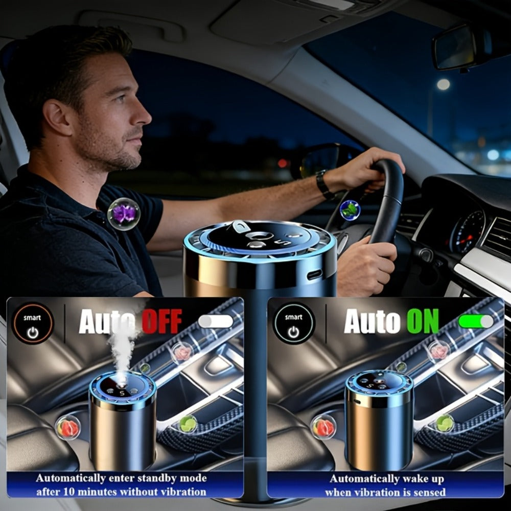 4-in-1 Car Air Freshener Diffuser with Starry Sky Projection – Aromatherapy Humidifier Dynamic Ambient Light, USB Powered, Hilton Cologne Ocean Scents, Fits All Cars | 1 or 3 Bottle Bundle