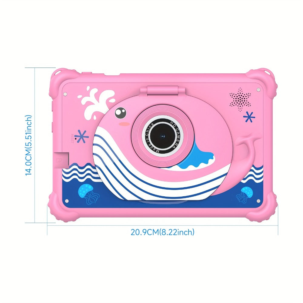ABS Case Kids Tablet 7 Inch Android 4GB RAM 32GB ROM 512GB Expandable Parental Controls Eye Protection Display Dual Camera WiFi Stereo Speakers Type-C Durable Learning Tablet for Children Ages 3-12 Pink Blue
