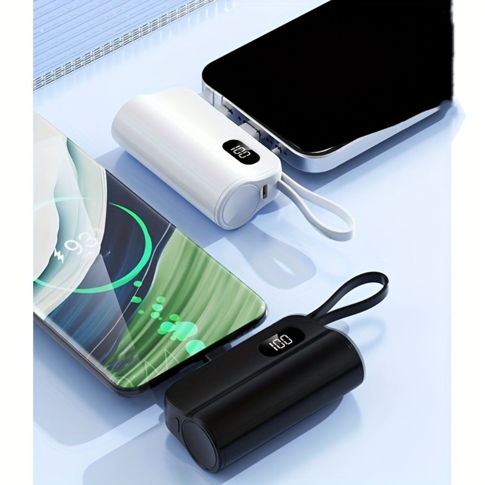 Mini Power Bank 6000mAh LCD Digital Display 22.5W Fast Charging Portable Battery Pack Gift Set with Data Cable Bracelet iPhone USB-C Android Pink Black Purple