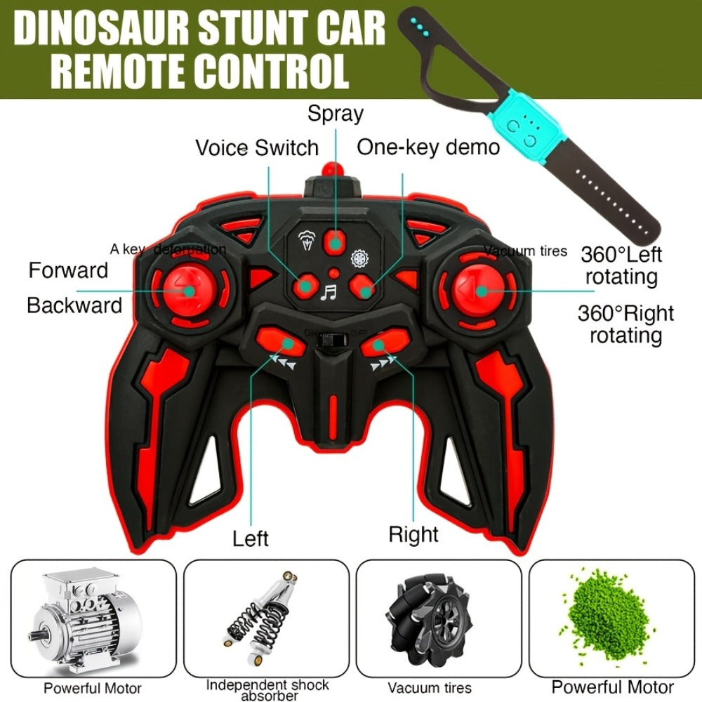 Dinosaur RC Monster Truck with Side Drift, Lights and Sound