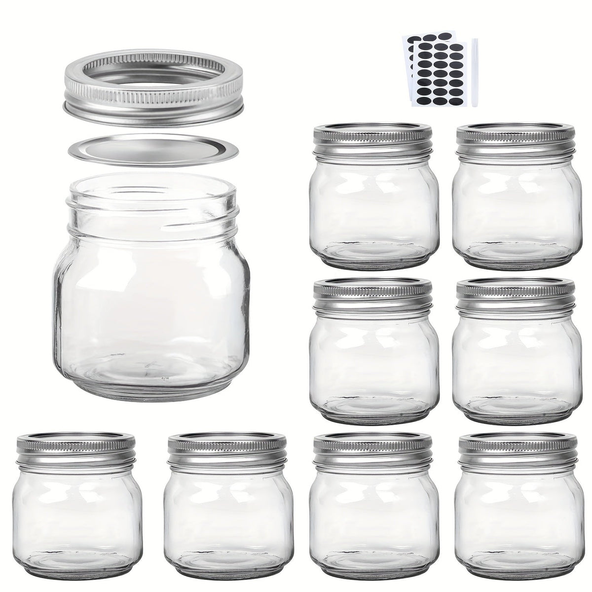Mason Jars 8oz Glass Jars with Lids – 9/18/27/36 Pack Regular Mouth Canning Jars for Storage, Spices, Jelly, Jam, Honey & Caviar | Dishwasher Safe Spiral Lid Kitchen Storage Containers Set