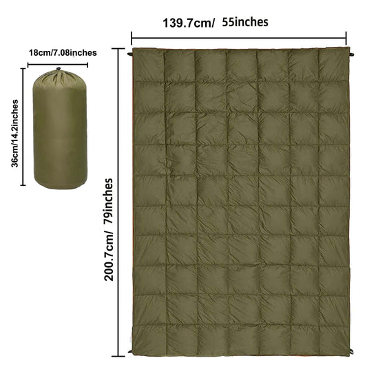 Puffy Camping Blanket with DWR Water-Resistant Coating & 3D Eye Mask, 55.12 x 78.74 in