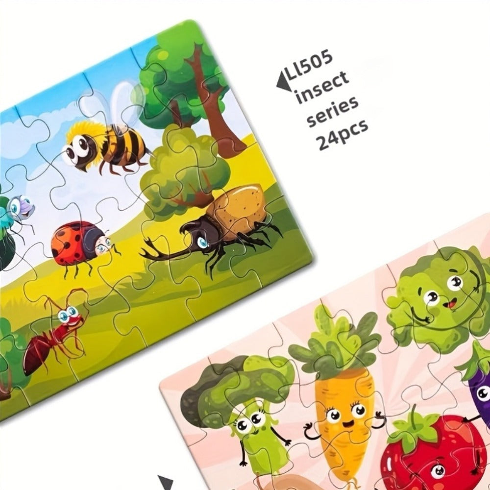 Kids Jigsaw Puzzle Set, 12 Mixed-Theme Puzzles for Hands-On Play