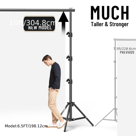 Backdrop Stand Kit 10x10ft with Adjustable Supports, 4 Clamps & Carry Bag