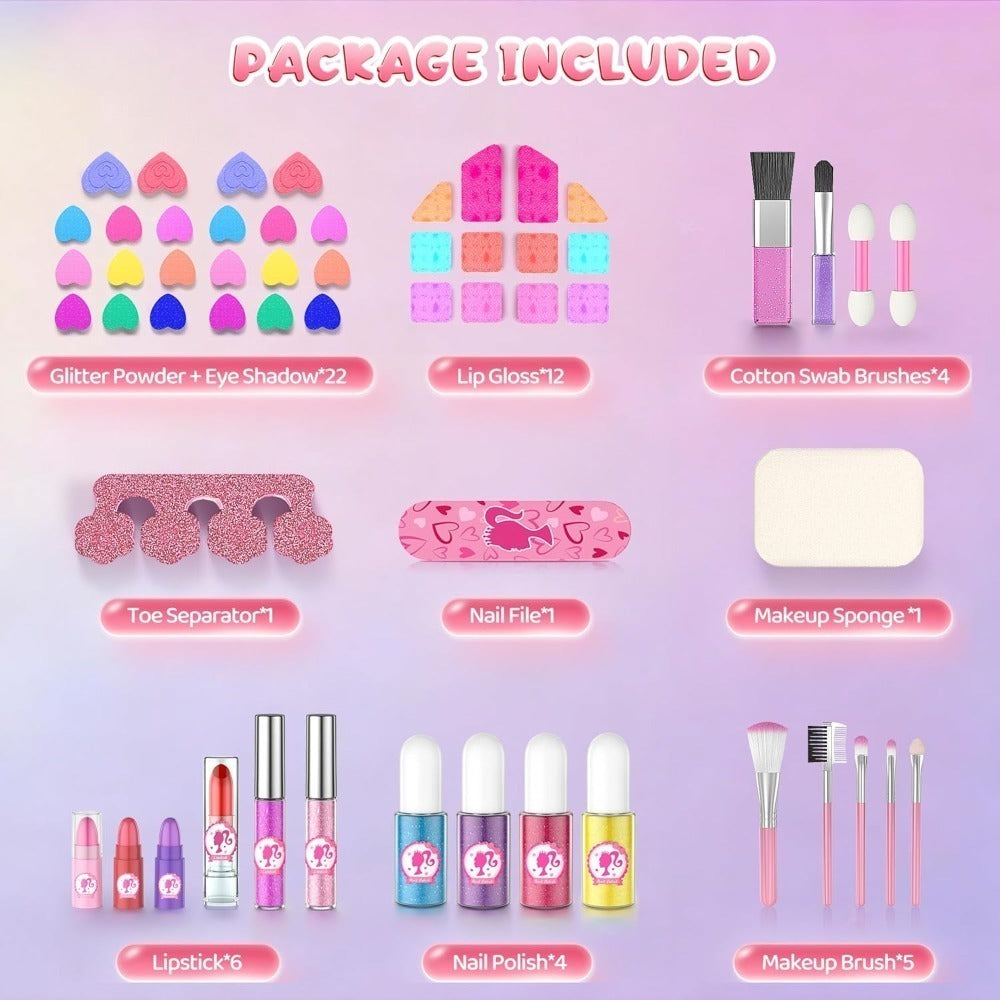 Kids Washable Makeup Kit for Dress-Up Play, Pink or Purple Options