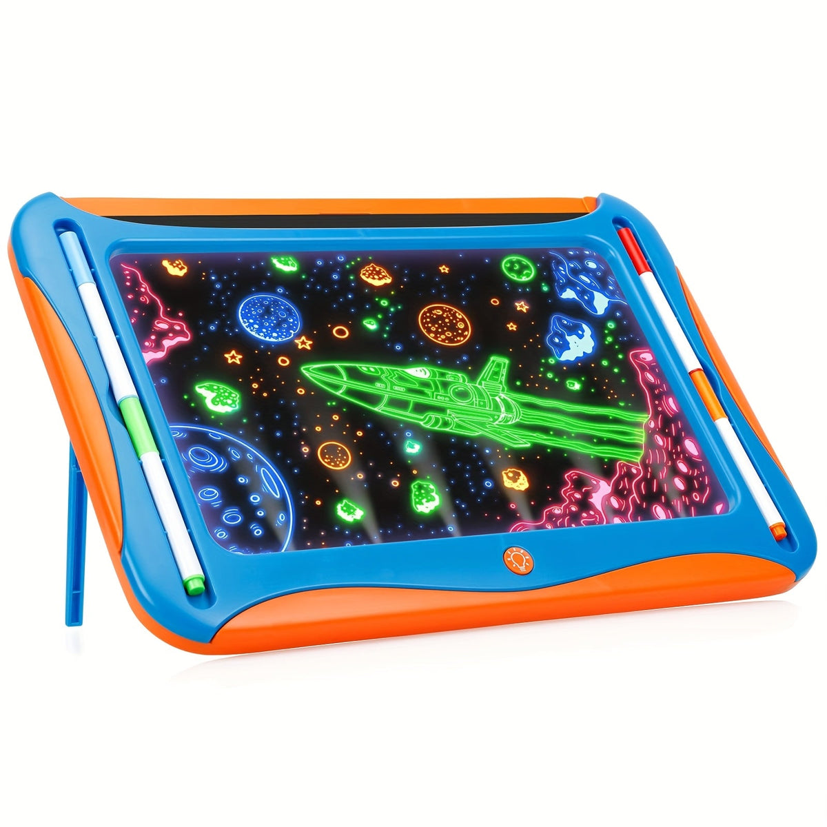 LED Light Up Drawing Board for Kids with 9 Double-Sided Tracing Cards & 6 Markers – Travel Doodle Board, 6 Colors